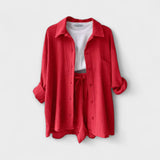 VANESSA 2-PIECE BUTTON UP AND SHORTS SET