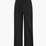 Draped Wrap Straight-Leg Trousers