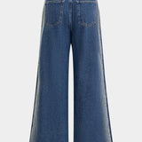 Dual-Tone Wide-Leg Jeans