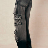 Ombre Wide-Leg Cargo Jeans