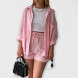 VANESSA 2-PIECE BUTTON UP AND SHORTS SET