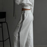 Contrast Bow Wide-Leg Pants