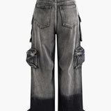 Ombre Wide-Leg Cargo Jeans