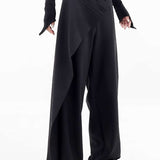 Draped Wrap Straight-Leg Trousers