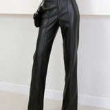 High-Waist Faux Leather Trousers