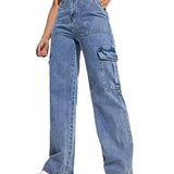 High-Waisted Wide-Leg Cargo Jeans