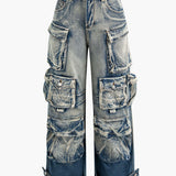 Ombre Wide-Leg Cargo Jeans