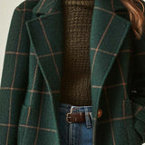 Florencia | Retro Checkered Tweed Coat with Lapels
